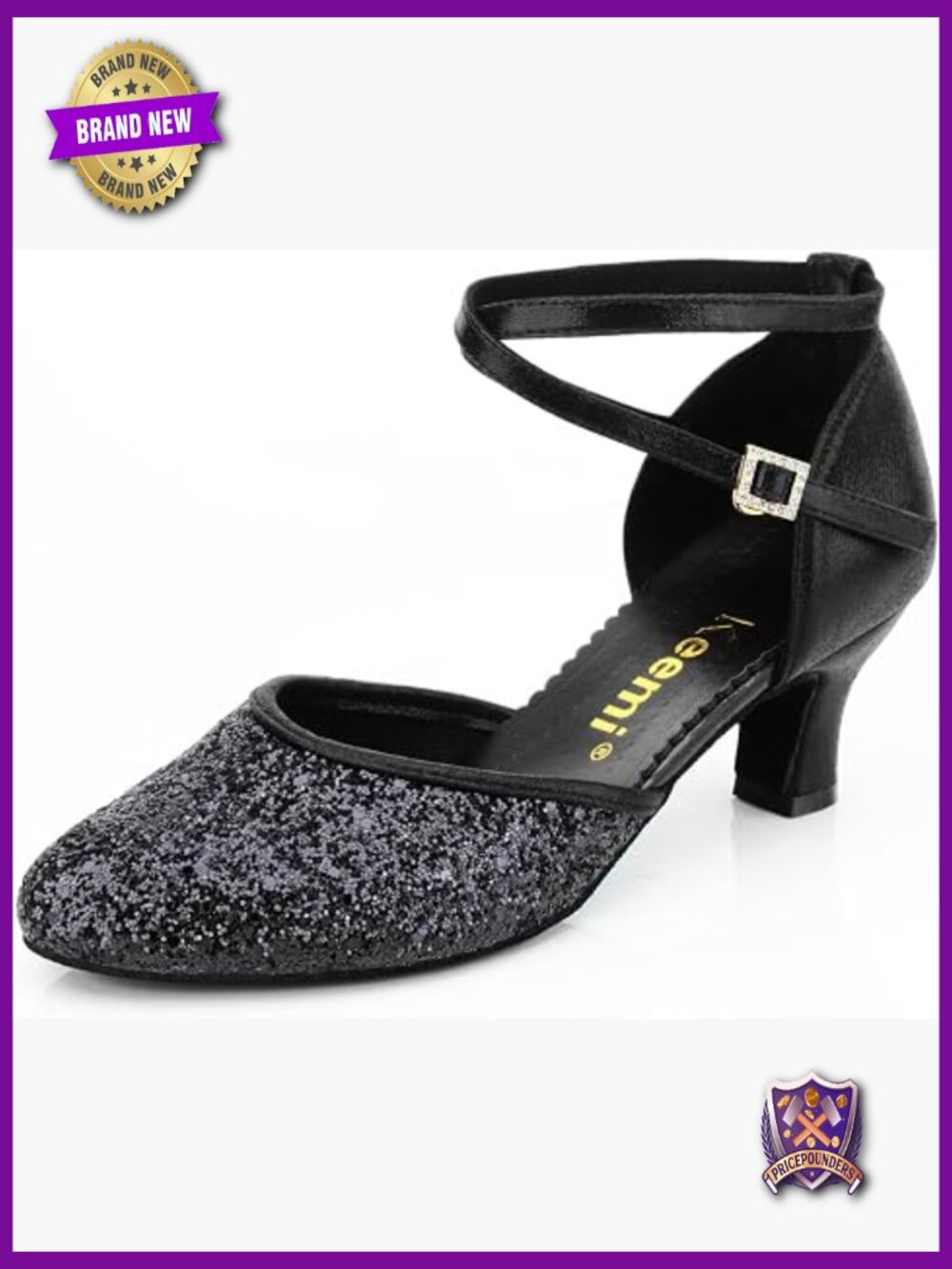 Women's Ballroom Dance Shoes 1920s Sequin Tango Salsa Heels 2.36"